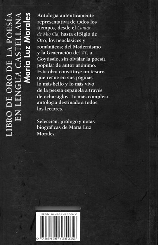 Libro De Oro Poesia Lengua Castellana, De Morales Maria Luz. Editorial Biblioteca Z, Tapa Blanda En Español, 1900