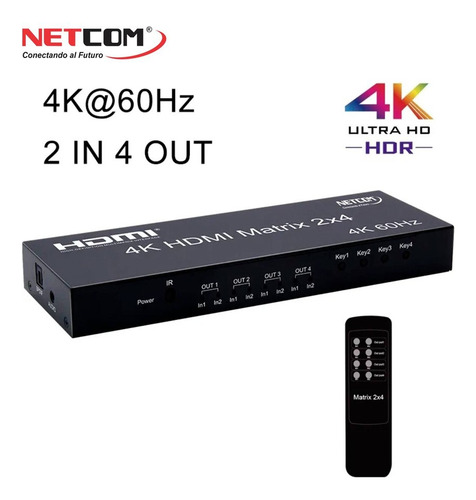 Matrix Hdmi 2x4 Puertos 2.0 4k 60hz Splitter Switch Hdmi Hdr