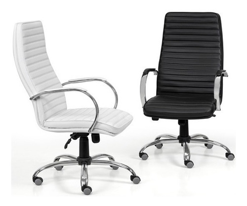 Imagen 4 de 6 de Sillón Gerencial Oficina Alto Cromado Basculante Bastoné