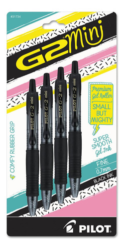 Mini Bolígrafo De Gel Pilot G2 Retráctil 0,7 Mm Tinta Negra Negro-azul