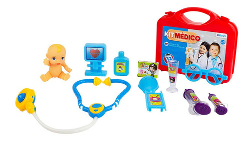 Mini Maleta Kit Médico Infantil Utensílios 12 Peças Brinqued