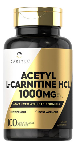 Carlyle Acetil L-carnitina Hcl Cápsulas| 1000 Mg | 100 Unid