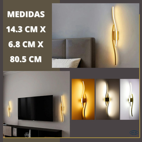 Arandela Moderna Led Quarto Sala 3-4-6k Quente Wave Egípcia