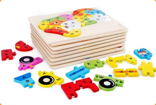 Imagen 3 de 9 de Rompecabezas Madera Para Niños 13 Piezas Figura Pez