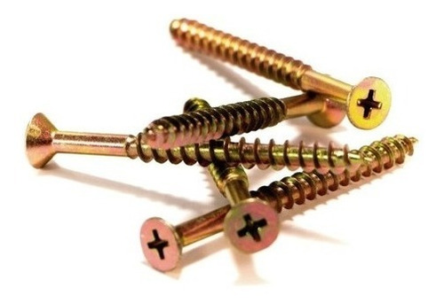 Imagen 3 de 8 de Tornillos Fix Para Madera 5 X 90 X 500 Unidades Dorado