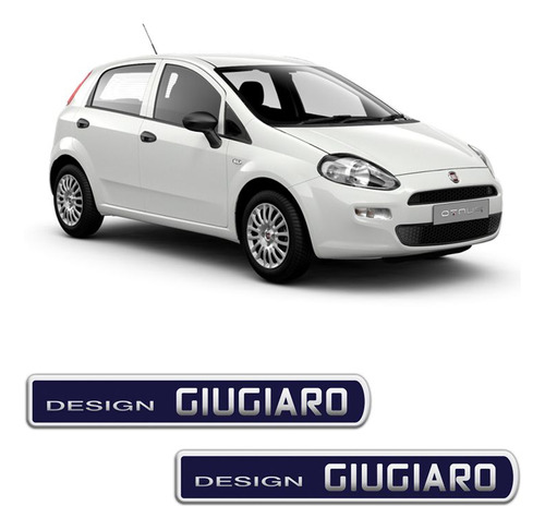 Par De Emblemas Adesivo Fiat Punto Design Giugiaro Resinado