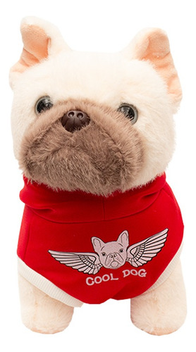 Perrito De Peluche Con Sudadera Ultra Suave Y Esponjoso 30cm Color Rojo