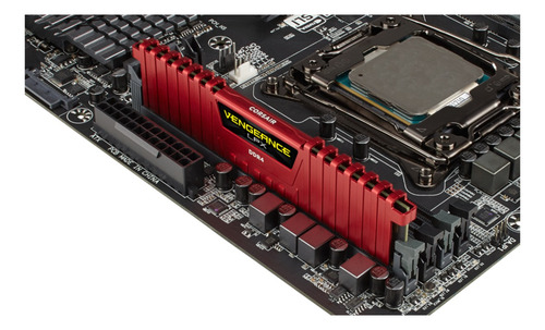 Memoria RAM Vengeance LPX gamer color rojo 8GB 1 Corsair CMK8GX4M1A2400C14