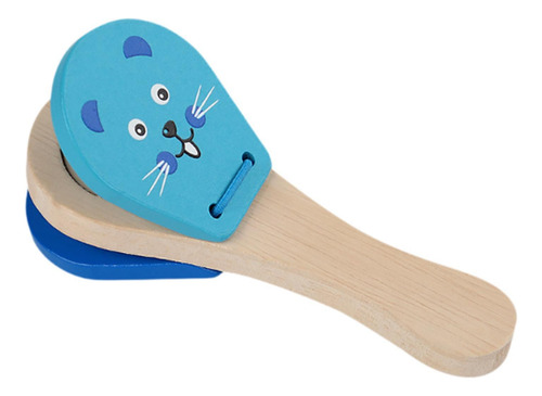 Castañuela Musical De Madera, Claqueta De Mano, Azul