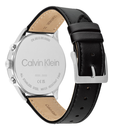 Reloj Para Hombre Calvin Klein 25200379 Piel Negro 44 Mm Bisel Plateado