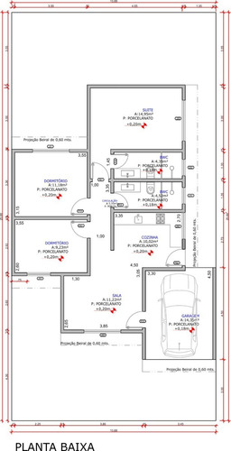 Imagem 2 de 4 de Planta De Casa 3 Quartos - Projeto Arquitetônico Completo
