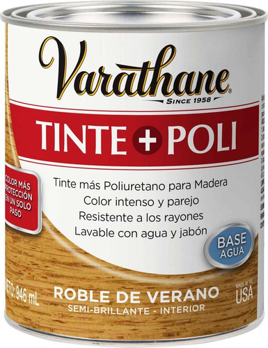 Tinte Para Madera + Poliuretano Varathane 946ml Roble Verano