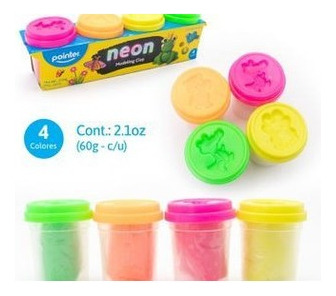 Plastidedo Neon Pointer 60gr Colores Surtidos Pqx4