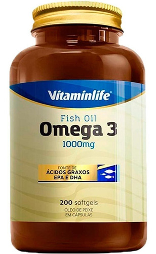 Imagem 1 de 2 de Óleo De Peixe - Ômega 3 1000mg 200 Cápsulas - Vitaminlife