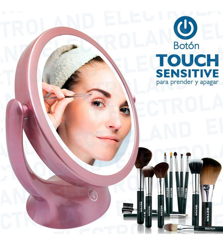 Espejo Doble X5 Luz Led Tactil Maquillaje Carga Usb Touch