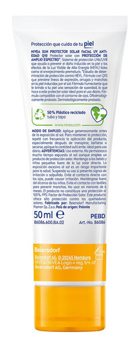 Protector Solar Facial Nivea Sun Anti Edad Q10 Fps50+ 50 Ml