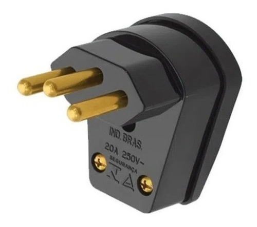 Plug Macho 90° Com Prensa Cabo 2p+t 20a Preto 1490 - Famec