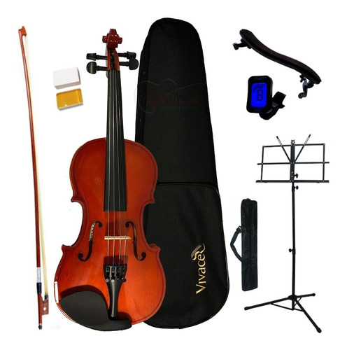 Kit Violino 4/4 Arco Breu Case Espaleira Estante Afinador
