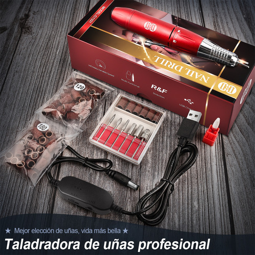 CIICII® Máquina Pulidora De Uñas Profesional 0-30000 RPM Ajustable,Kit Completo 65 Accesorios Para Manicura/Pedicura,Esmeriladora Para Uñas Acrílicas/Naturales,Herramienta Podológica Con 7 Cabezales.