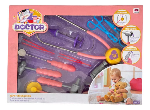 Set Infantil De Doctor Kit Médico Rosa9503