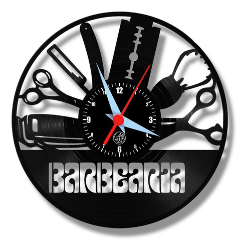 Relógio De Parede Barbearia Vinil Disco Lp Barbeiro