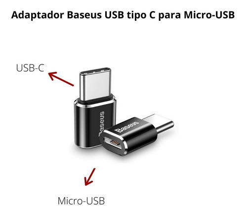 Imagem 2 de 2 de Adaptador Baseus Usb-c Macho Para Micro-usb Fêmea Original