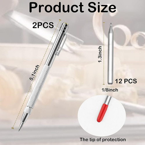 2pcs Scriber De Punta De Carburo De Tungsteno Con 12 Punta D