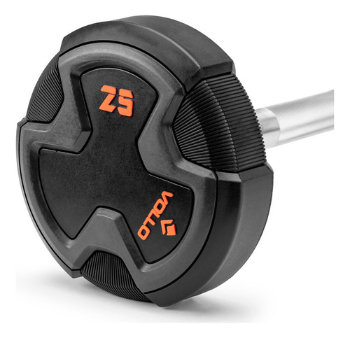 Barra Reta De Peso Montada Vollo 25kg Academia Musculação Cor Preto, Cinza e Cromado