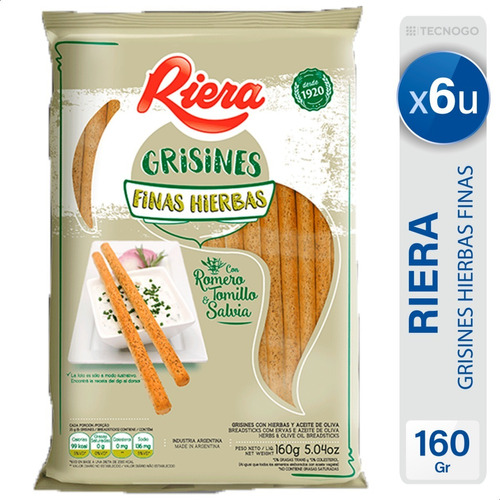 Grisines Riera Con Hierbas Finas Pack X6 - Mejor Precio