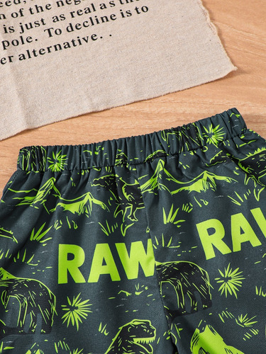 Set De 2 Unidades De Camiseta Con Estampado De Dinosaurios Y
