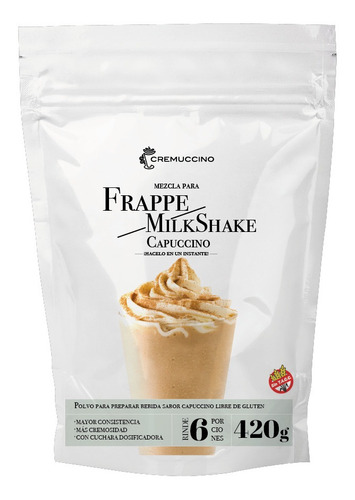 Imagen 3 de 4 de Frappe Milkshake Capuccino 420gr Cremuccino Licuado Café
