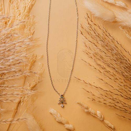 Collar Árbol Navidad Vida Acero Inoxidable Mujer Oro Color Plateado