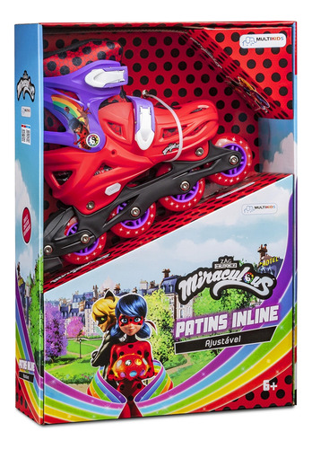 Patins Inline Ajustável Miraculous Ladybug Tam 35-38 -br1629
