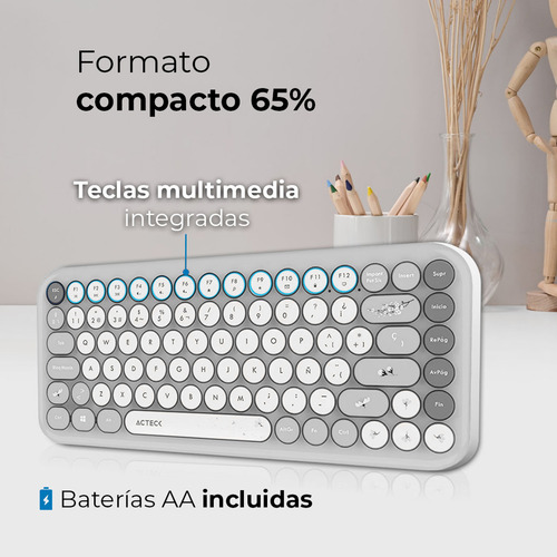 Kit Teclado Y Mouse Acteck Creator Mk480 Inalambrico Gris
