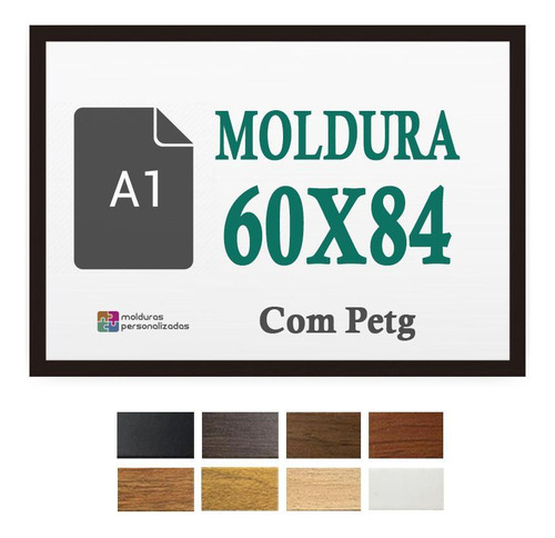 Moldura Preta Quadro 60x84 A1 Para Impressão Poster Com Petg