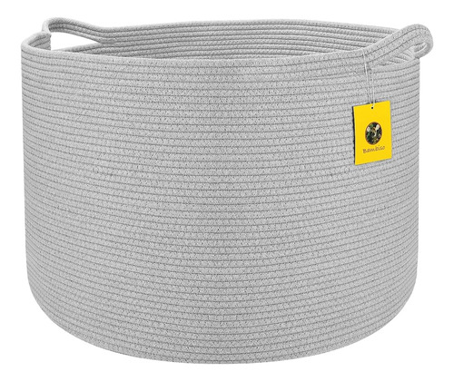 Bambiso Xxxxlarge Grey Cotton Rope Basket Tamaño 22  X22  X1