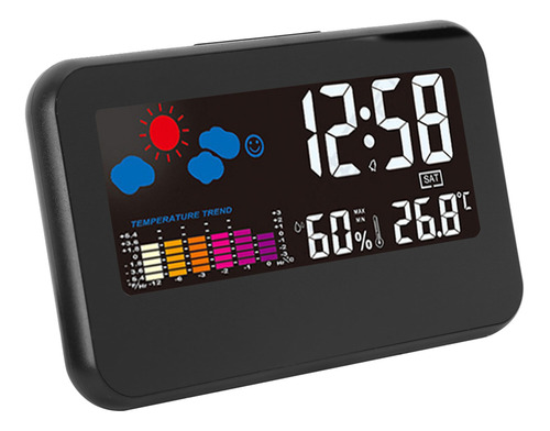 Reloj De Pantalla A Color Lcd Con Alarma De Temperatura Y Hu
