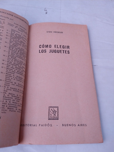 Cómo Elegir Los Juguetes Sten Hegeler Editorial Paidós (Usado)