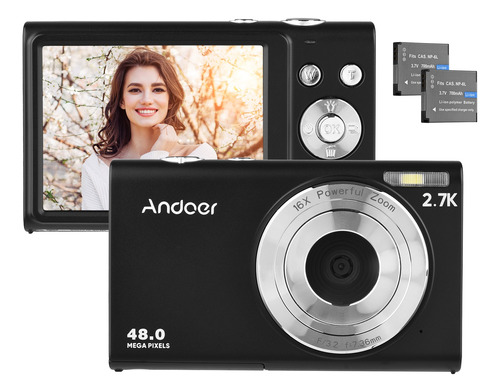 Andoer Cámara Digital Portátil 48mp 1080p Con 2 * Baterías 