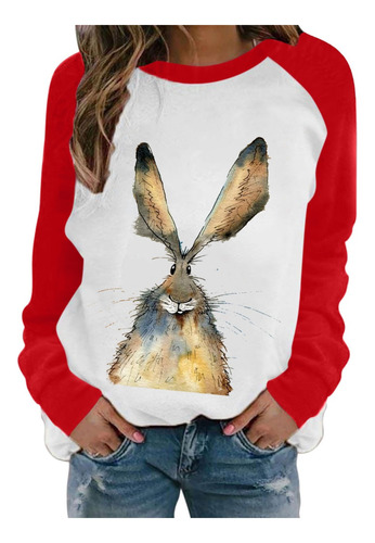 Tops Mujer Talla Grande Manga Larga 3d Animal Estampado O- 8