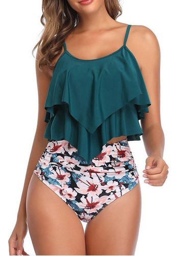 Dama Trajes De Baño Floral Talle Alto Mujer Bikini