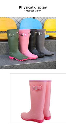 Botas De Lluvia Impermeables De Punto Alto Para Mujer, Estil