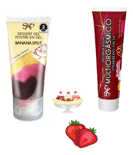 Lubricante Banna Split Postre Oral & Multiorgasmico Femenino Banna Split / Fresa