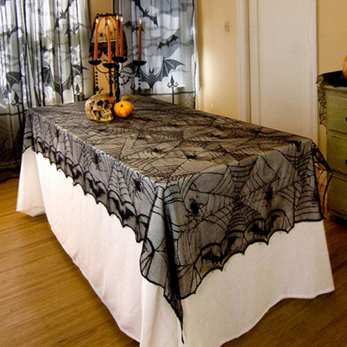Mantel En L Para Decoración De Encaje Para Halloween, Camino