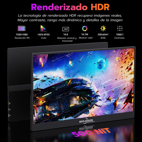 Monitor Portátil 15.6'' 1080p Lcd Para Laptop, Pc, Mac, Ps