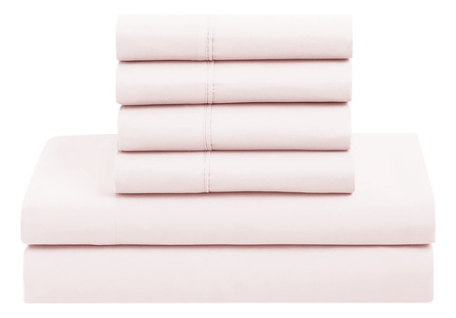 Juego De Edredón 7 Piezas Rosa Pálido Matrimonial
