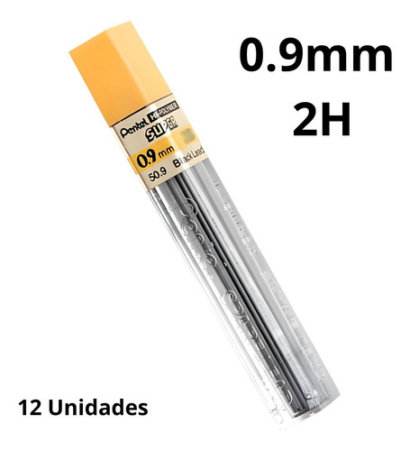 Grafite Pentel Hi-polymer Super 0.9mm 2h Com 12 Unidades