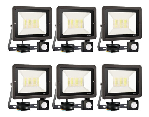 Pack X6 Proyector Led Sensor Movimiento 30w Ip65 - Unilux