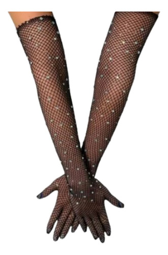 Guante Con Brillo Strass Mitones El Par