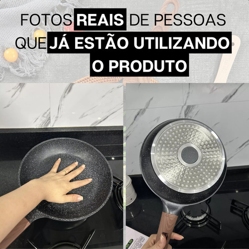 Frigideira Cerâmica Antiaderente Grande Para Fogão A Gás Indução Panela Frita Sem Óleo Moderna Mix